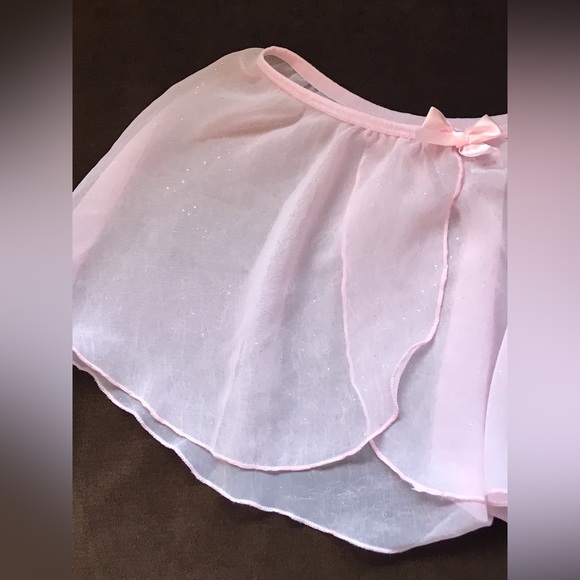 Pink Sheer Dance Skirt With Bow - Picture 2 of 4